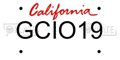 GCIO19 California License Plate