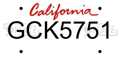 GCK5751 California License Plate