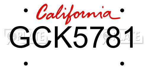 GCK5781 California License Plate