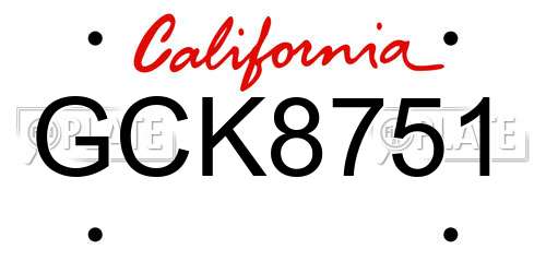 GCK8751 California License Plate