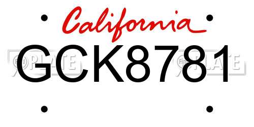 GCK8781 California License Plate