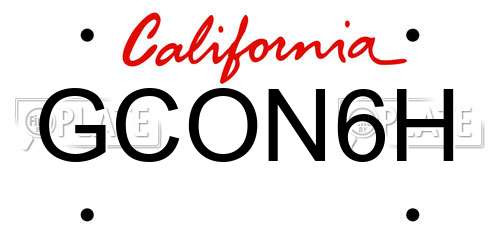 GCON6H California License Plate