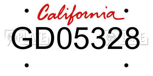 GD05328 California License Plate
