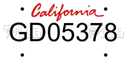 GD05378 California License Plate