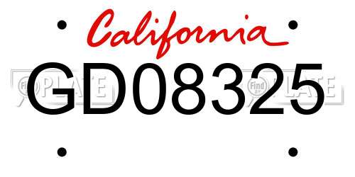 GD08325 California License Plate