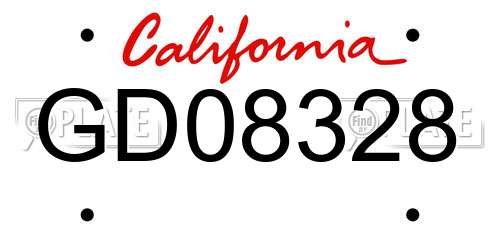 GD08328 California License Plate