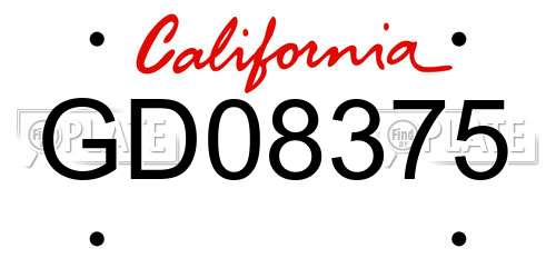 GD08375 California License Plate