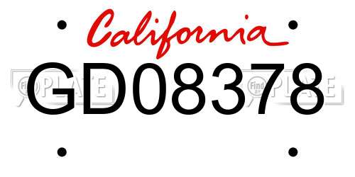 GD08378 California License Plate