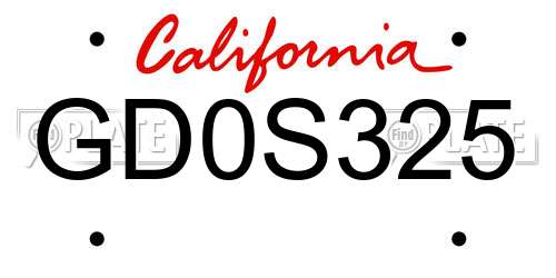 GD0S325 California License Plate