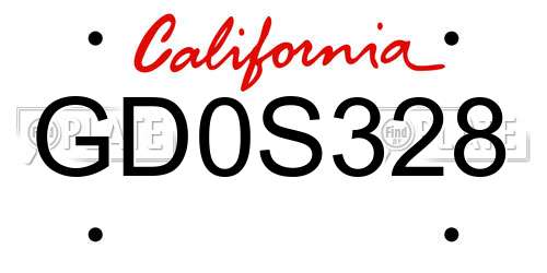 GD0S328 California License Plate