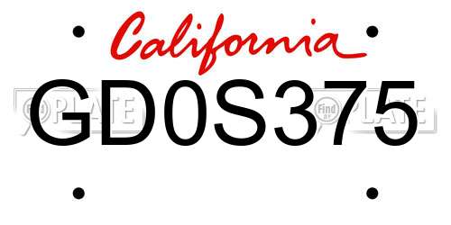 GD0S375 California License Plate