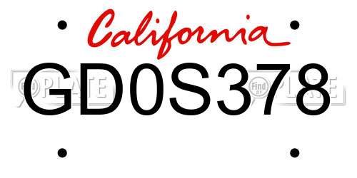 GD0S378 California License Plate