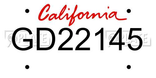 GD22145 California License Plate