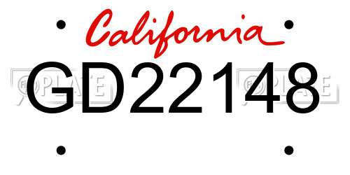 GD22148 California License Plate