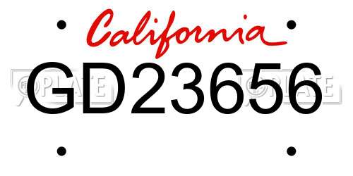 GD23656 California License Plate