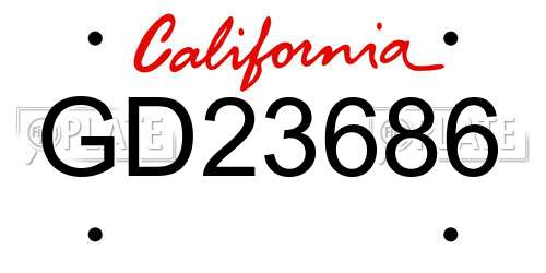 GD23686 California License Plate