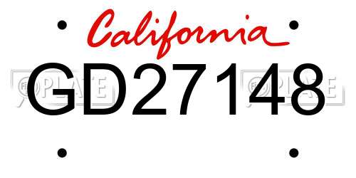 GD27148 California License Plate