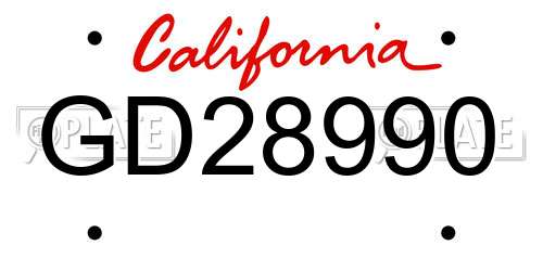 GD28990 California License Plate