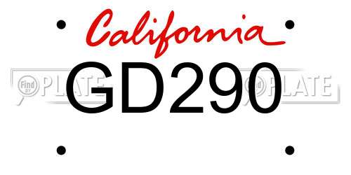 GD290 California License Plate