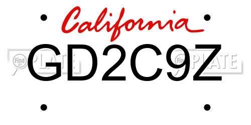 GD2C9Z California License Plate