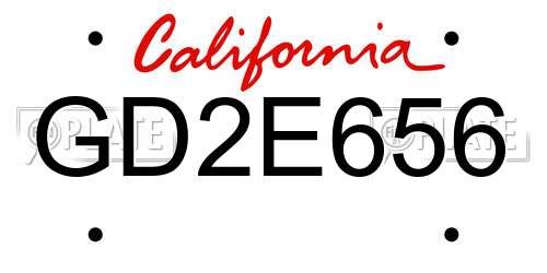 GD2E656 California License Plate