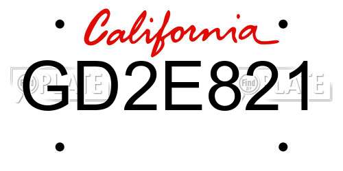 GD2E821 California License Plate