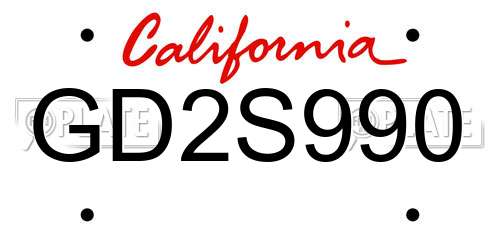 GD2S990 California License Plate