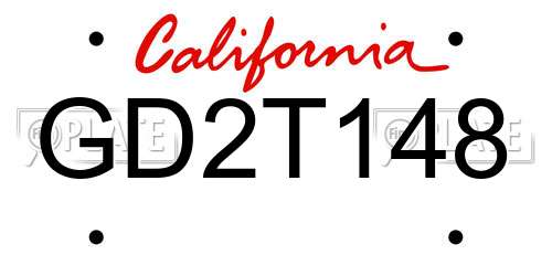 GD2T148 California License Plate