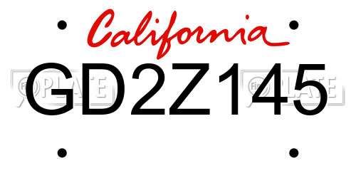 GD2Z145 California License Plate