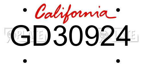 GD30924 California License Plate