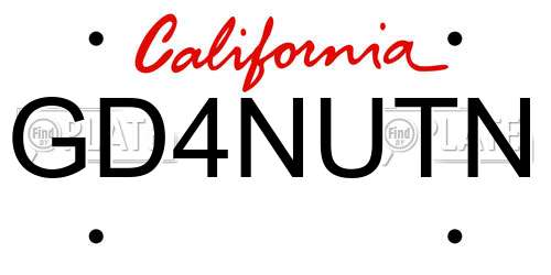 GD4NUTN California License Plate