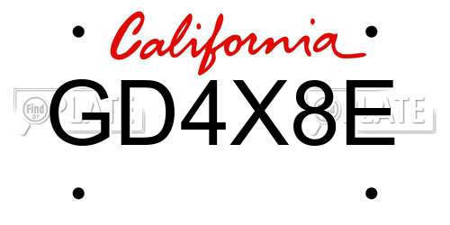 GD4X8E California License Plate