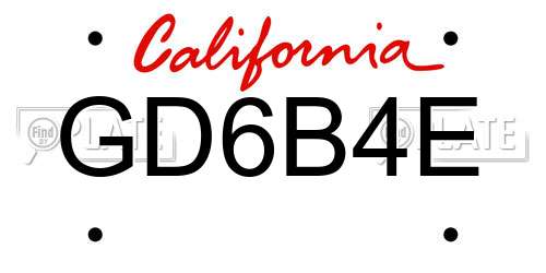 GD6B4E California License Plate
