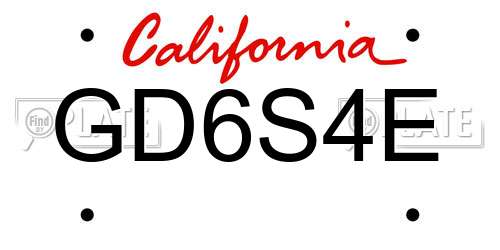 GD6S4E California License Plate