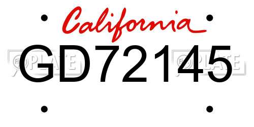 GD72145 California License Plate