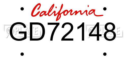 GD72148 California License Plate