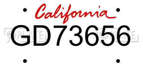 GD73656 California License Plate