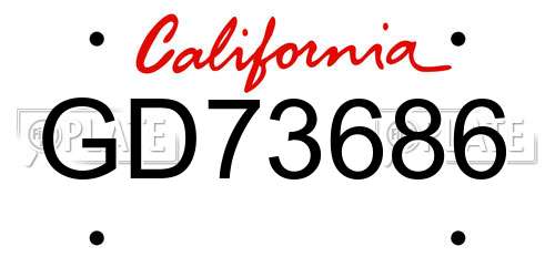 GD73686 California License Plate