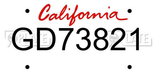 GD73821 California License Plate
