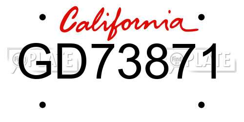 GD73871 California License Plate