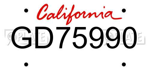 GD75990 California License Plate