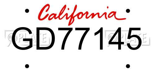 GD77145 California License Plate