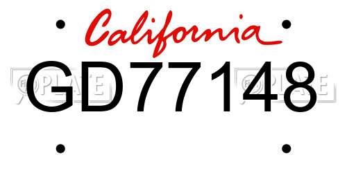 GD77148 California License Plate