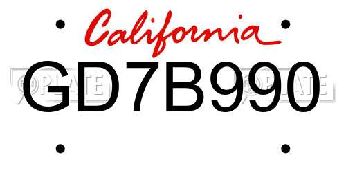 GD7B990 California License Plate