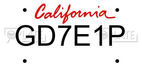 GD7E1P California License Plate