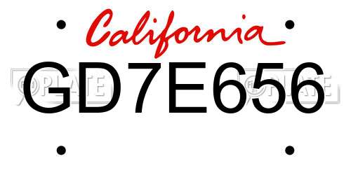 GD7E656 California License Plate
