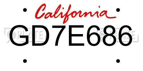 GD7E686 California License Plate