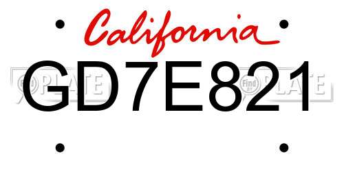 GD7E821 California License Plate