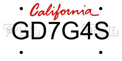GD7G4S California License Plate