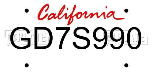 GD7S990 California License Plate